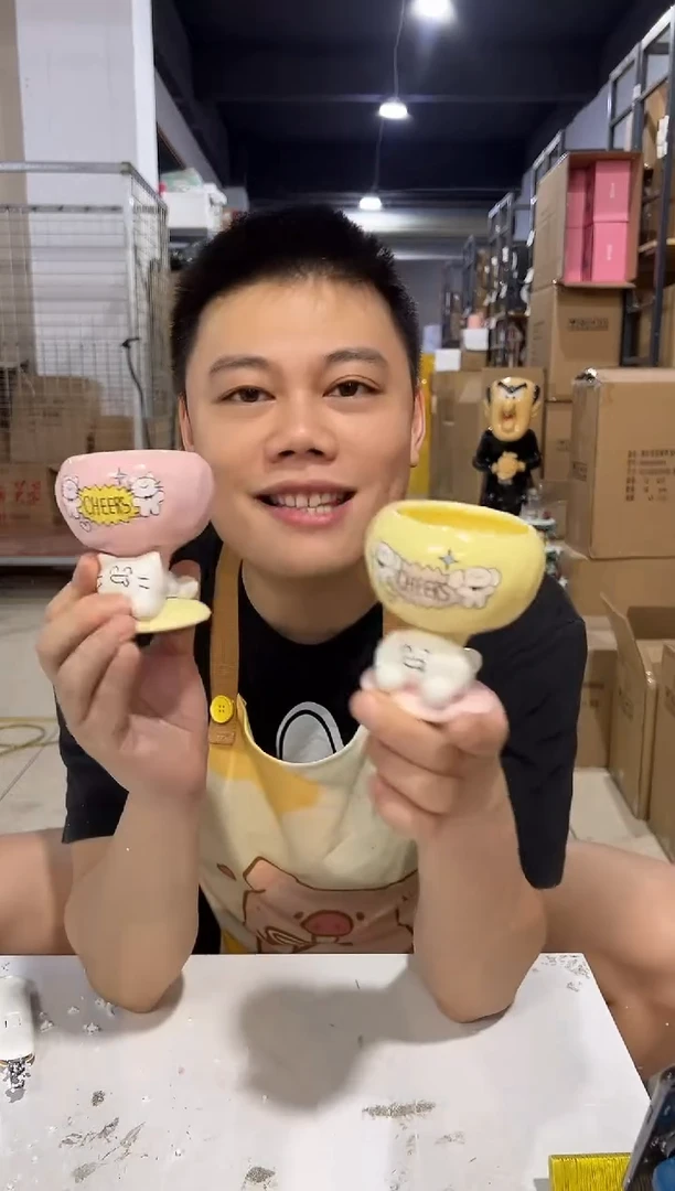 瓷片马克图布猫狗小茶杯2件套