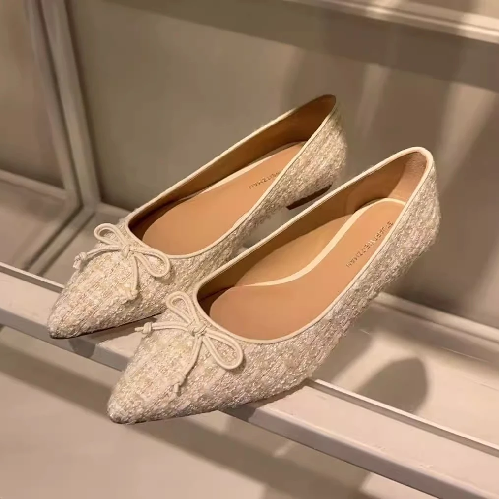 STUART WEITZMAN 尖头蝴蝶结平底单鞋GABBY BOW POINTD FLAT