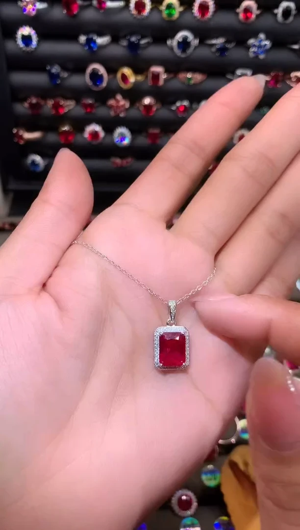 【闪购商品】红宝石吊坠(赠链)银S925镶嵌1