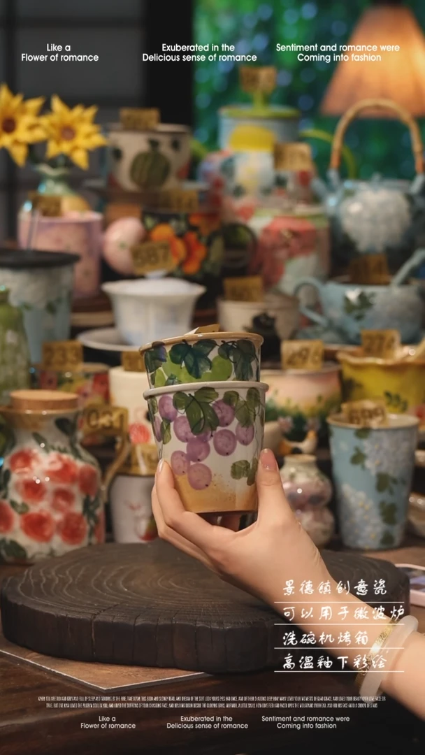 陶瓷一对景德镇高温釉下彩手工手绘款式