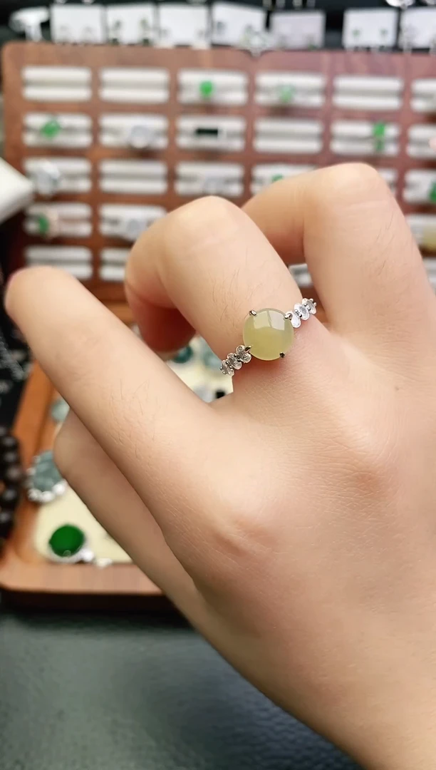 银S925镶嵌戒指翡翠0