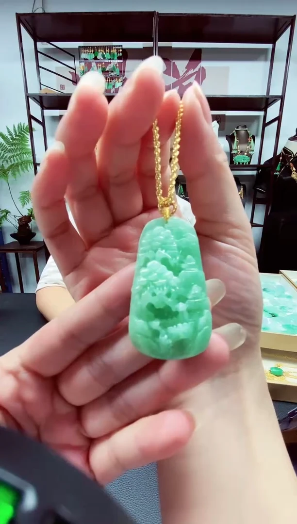 翡翠未镶嵌吊坠(不含链)天然缅甸翡翠国风设计款吊坠