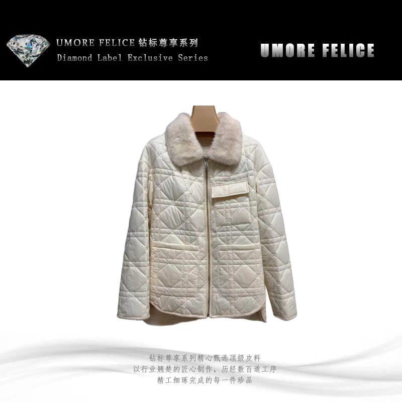 UMORE FELICE 华斯皮草【冬姐专享】秋冬保暖翻领短款时尚皮草外套
