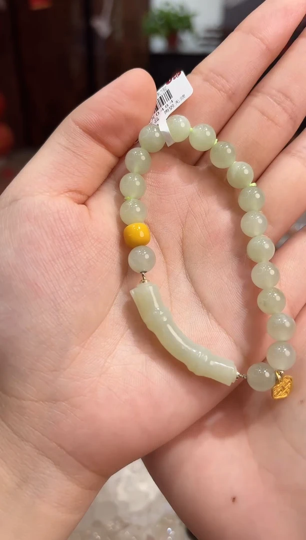 手串银S925镶嵌和田玉XX0484和田玉手链多样性发一