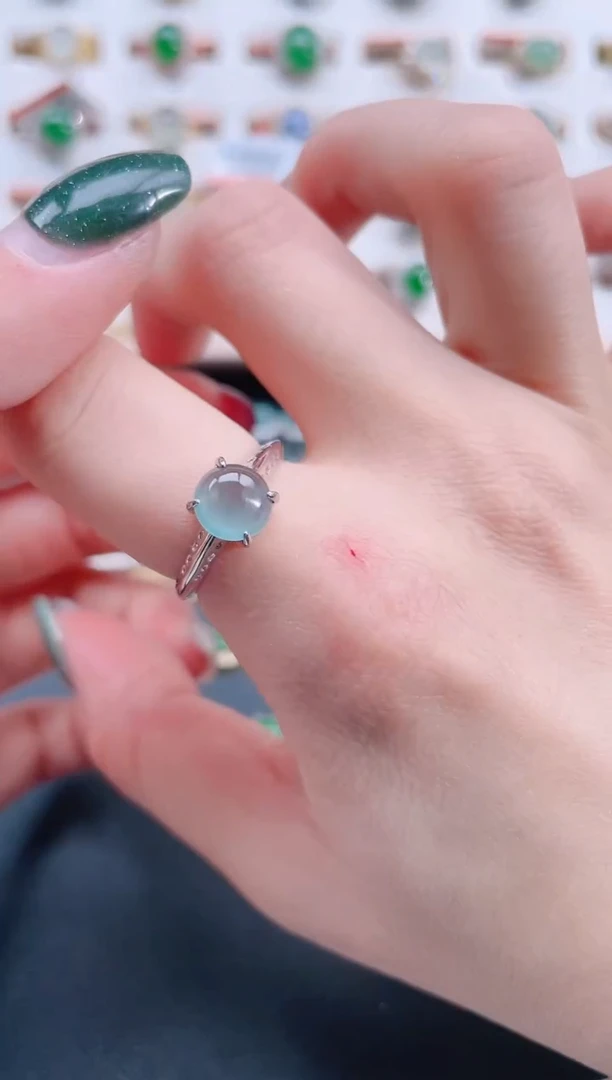 银S925镶嵌戒指翡翠天然翡翠