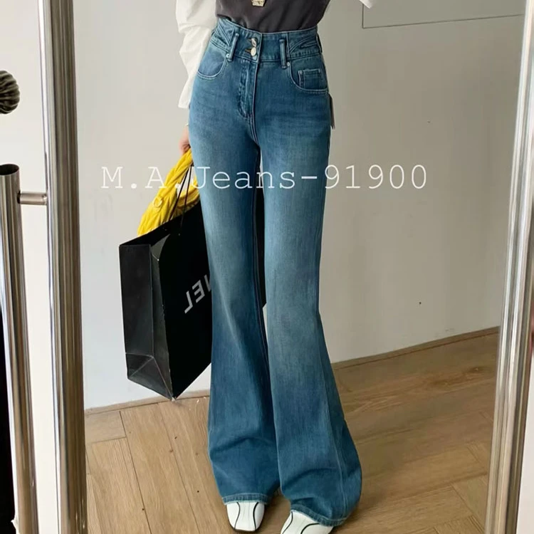 MA2025春季新款牛仔裤女91900 高弹微喇蓝色修身女显瘦四面弹大码