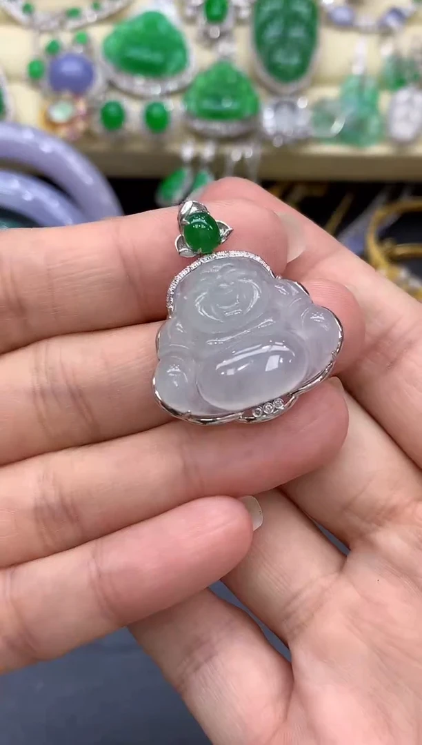 颈饰18K金镶嵌翡翠189-中国好珍宝