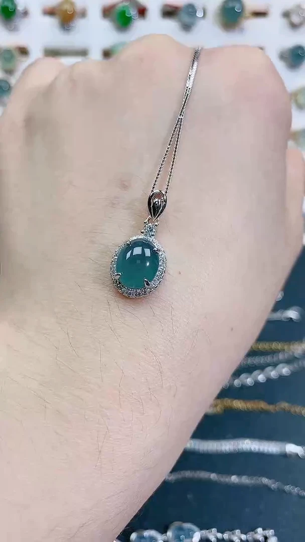 颈饰银S925镶嵌翡翠 天然翡翠