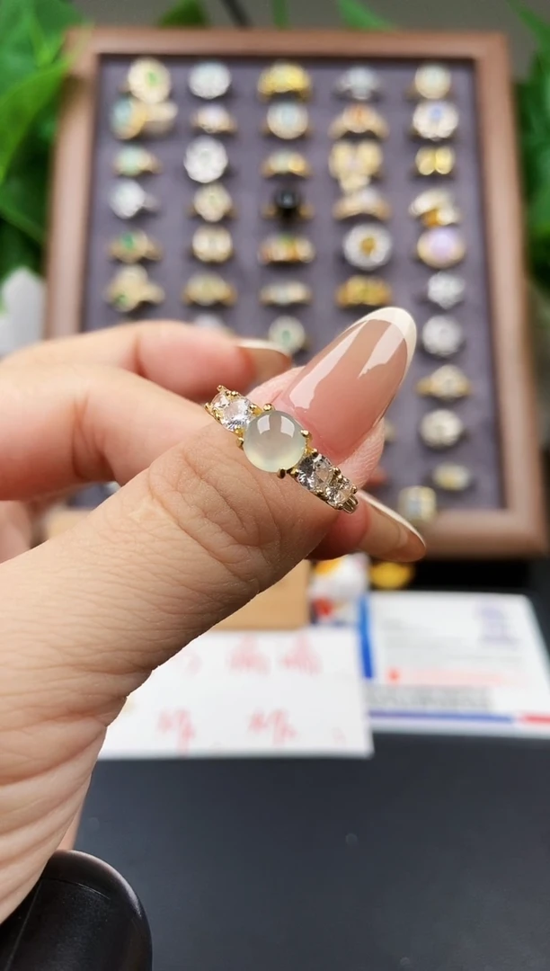银S925镶嵌戒指翡翠12