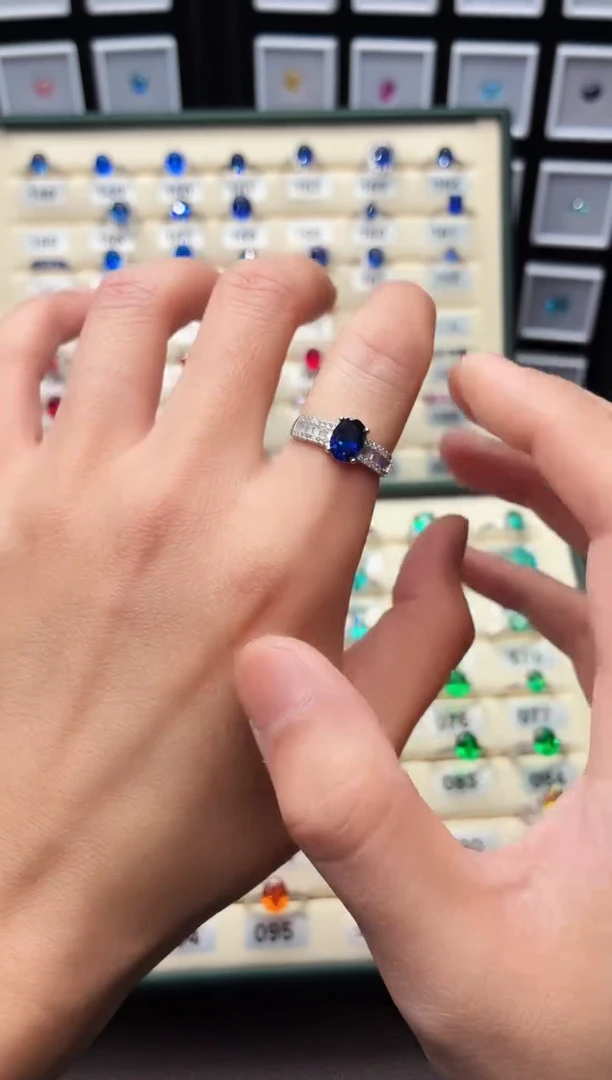 戒指蓝宝石银S925镶嵌006