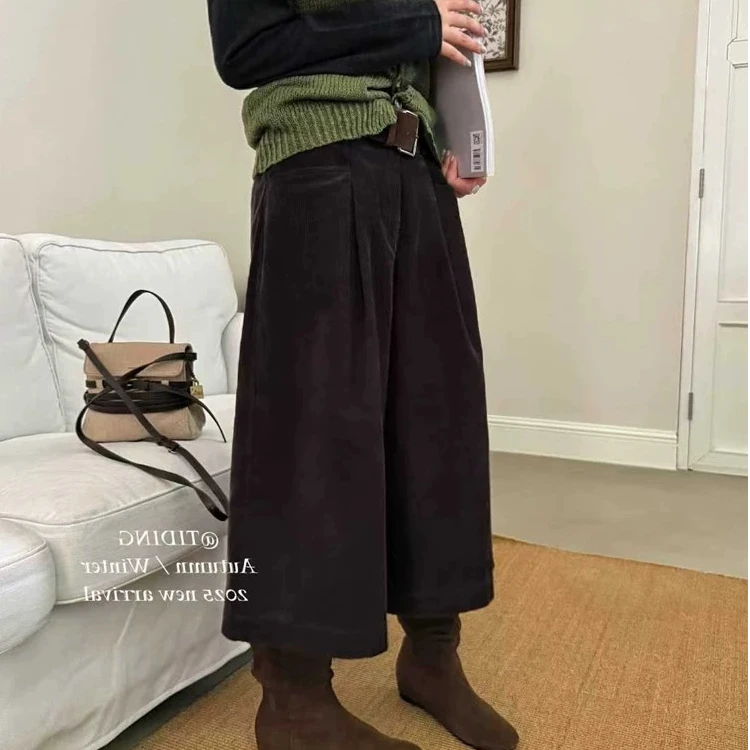 武汉蔓姐【八分裤】冬季八分灯芯绒加厚阔腿裤 裤长76公分左右7835#