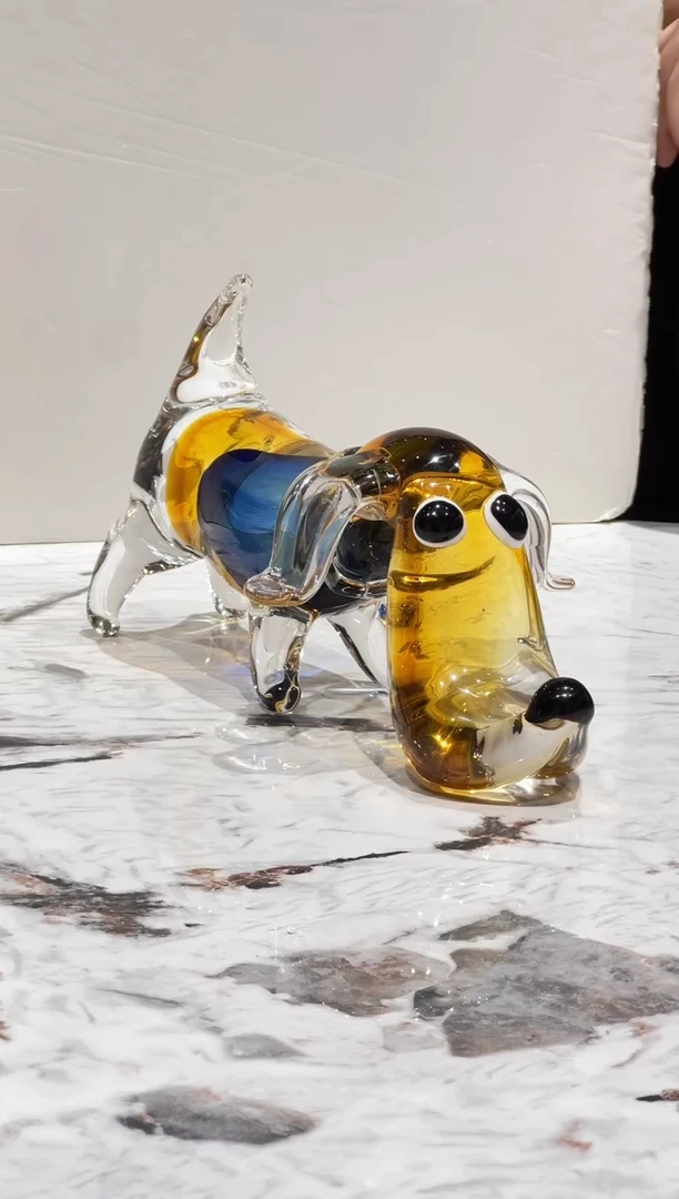 可爱狗狗琉璃摆件