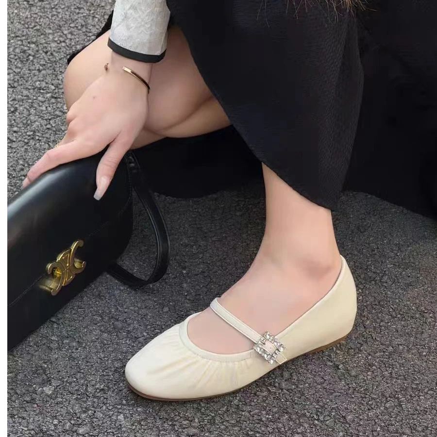 1233-MGG低跟浅口薄款珍珠英伦跟单鞋乐福鞋平底鞋复古百搭软底