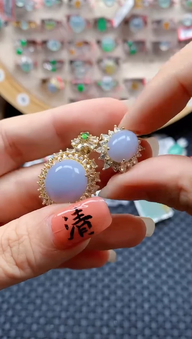 银S925镶嵌戒指翡翠天然A货缅甸翡翠