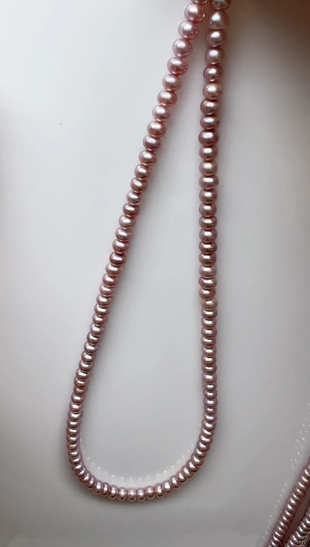 项链未镶嵌淡水珍珠紫色馒头珠4.5-5mm