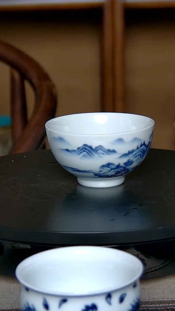 景德镇青花富春山居图手工杯