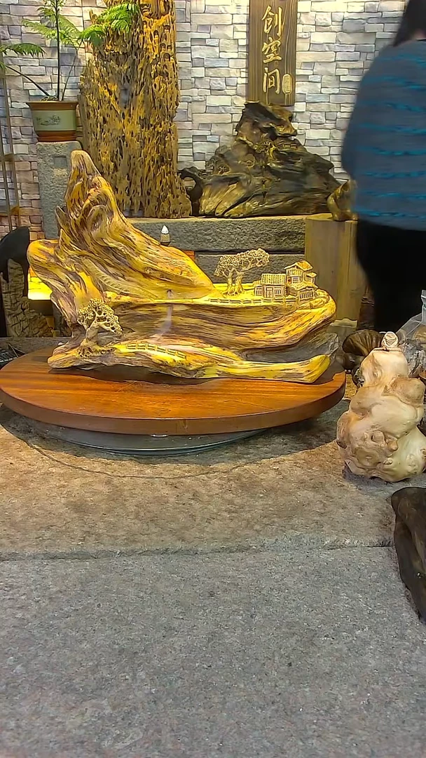 木金漆木木山水摆件