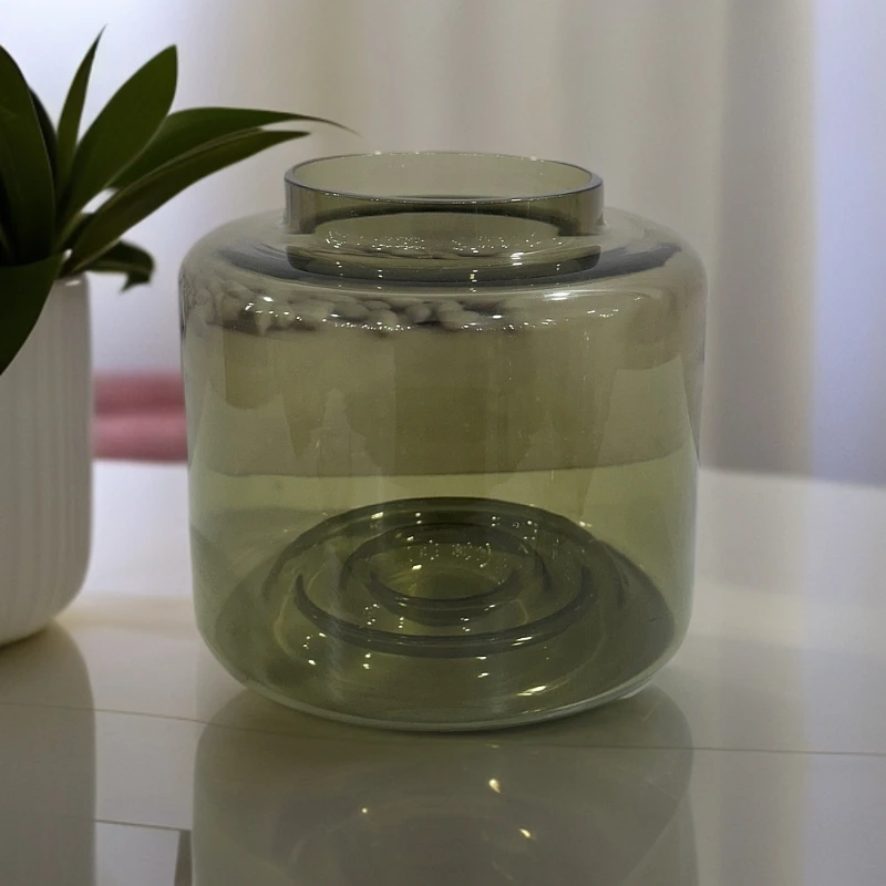 私花主义Q83微瑕创意简约绿色水晶玻璃花瓶-PK