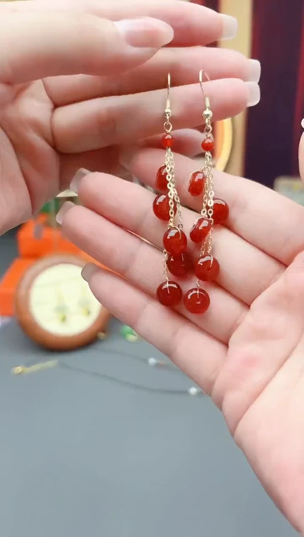 银S925镶嵌耳饰玛瑙/玉髓208
