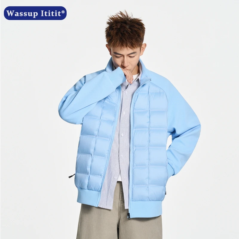 WASSUP ITITIT秋冬季立领拼接夹克男工装风舒适保暖棉衣外套男