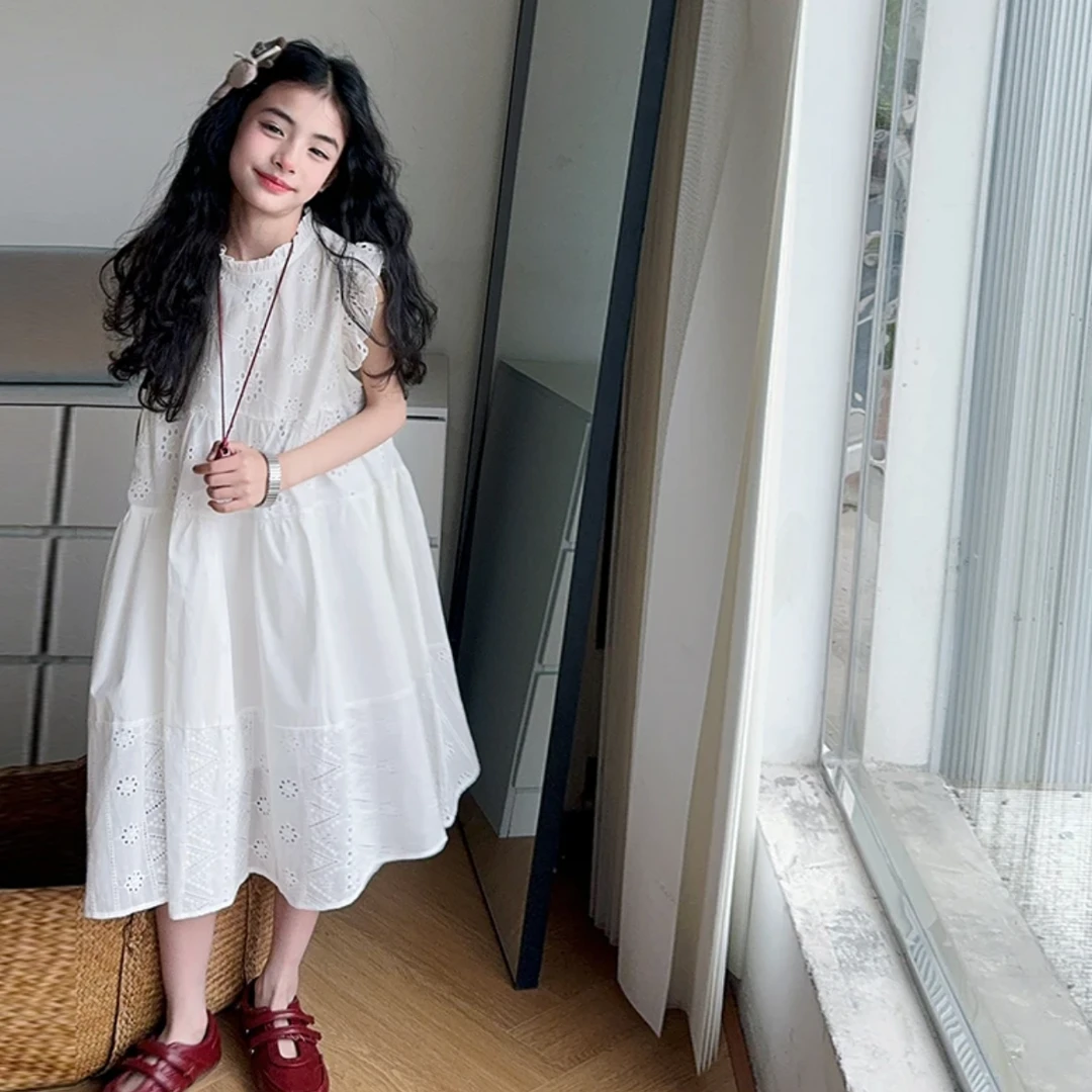 【芽梓制衣】2025女童甜美蕾丝显瘦连衣裙夏季吊带裙洋气时尚25Q015