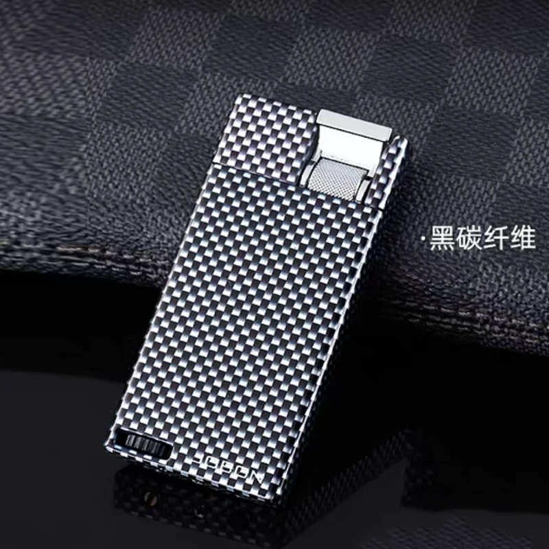 ZB-320A金属碳纤维扁火超薄防风充气打火机创意
