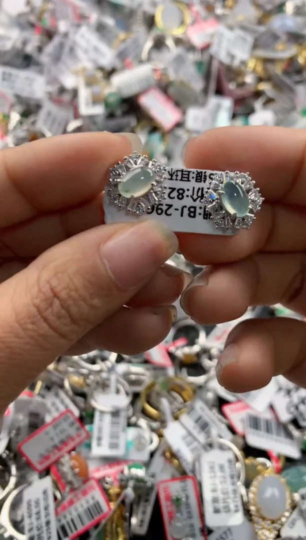 银S925镶嵌戒指翡翠999----8