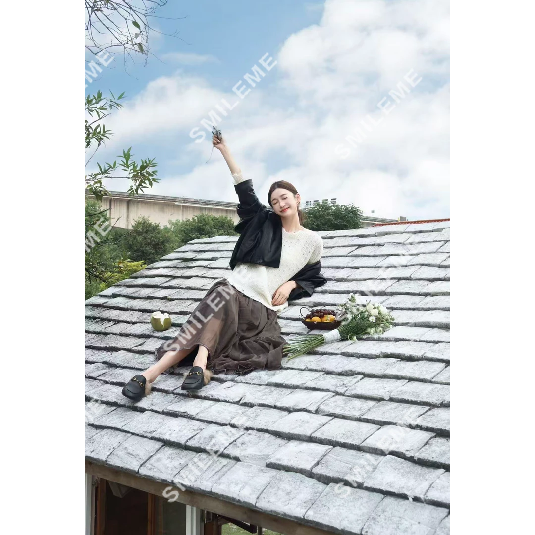 SMILEME【冬日恋歌】羊驼毛＋羊毛混纺慵懒风时尚圆领毛衣MK07525410