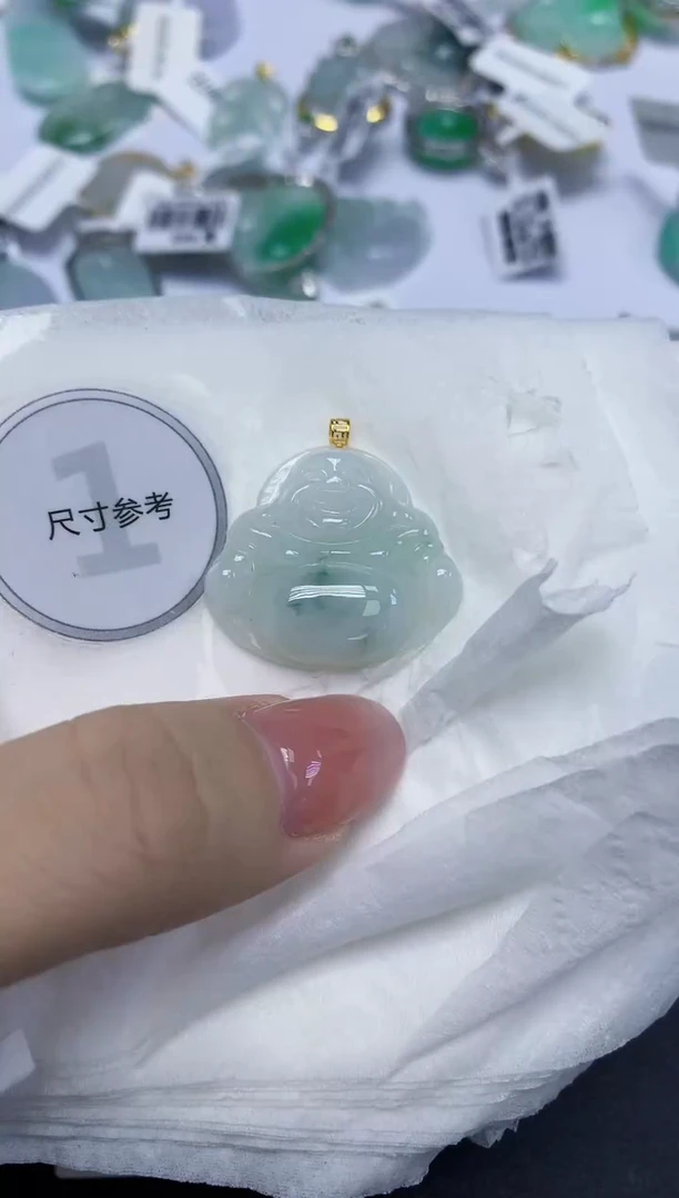 颈饰18K金镶嵌翡翠天然缅甸翡翠A货多样性发一件