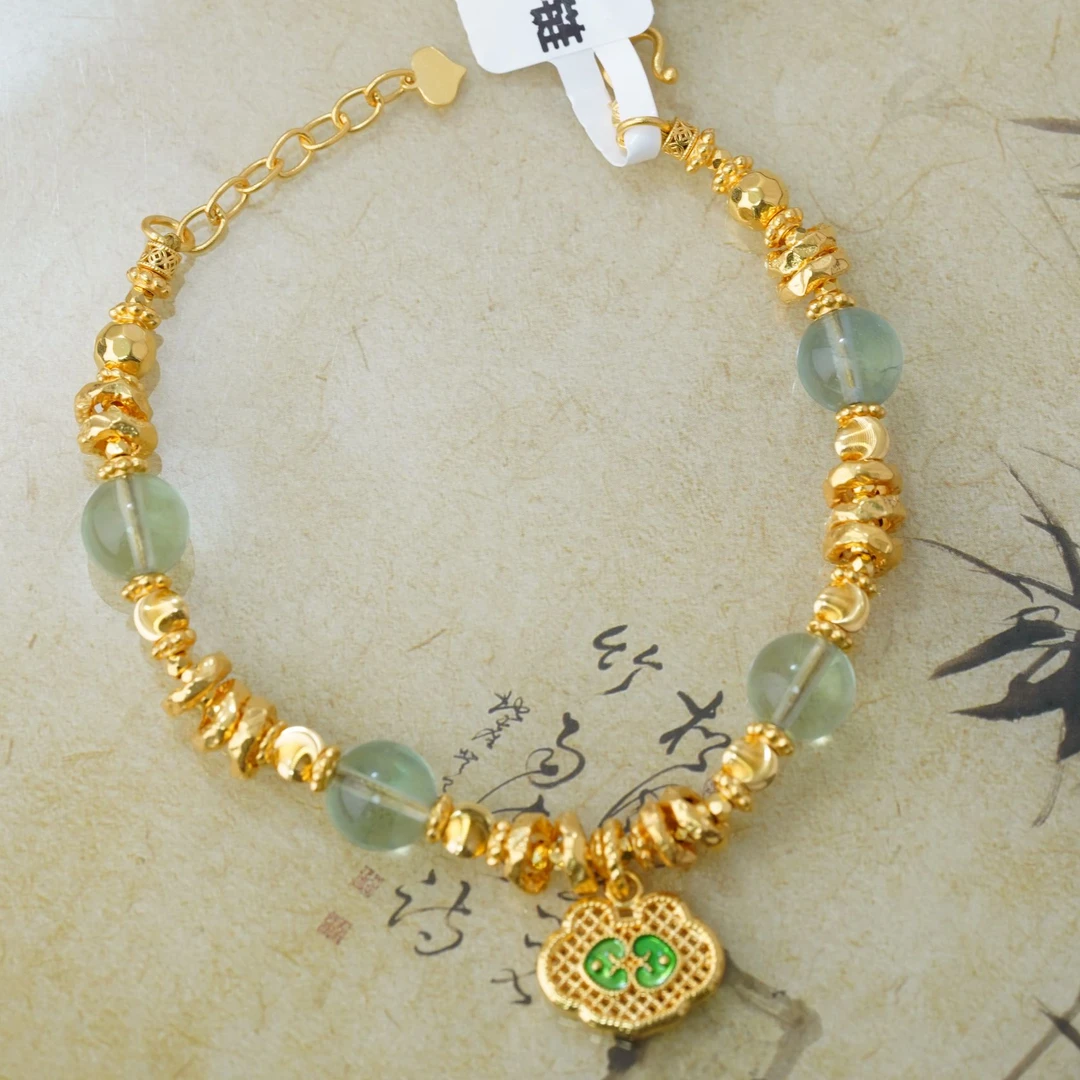 足金999高温烧蓝阳光玫瑰锁包大盘缠手链 SL134