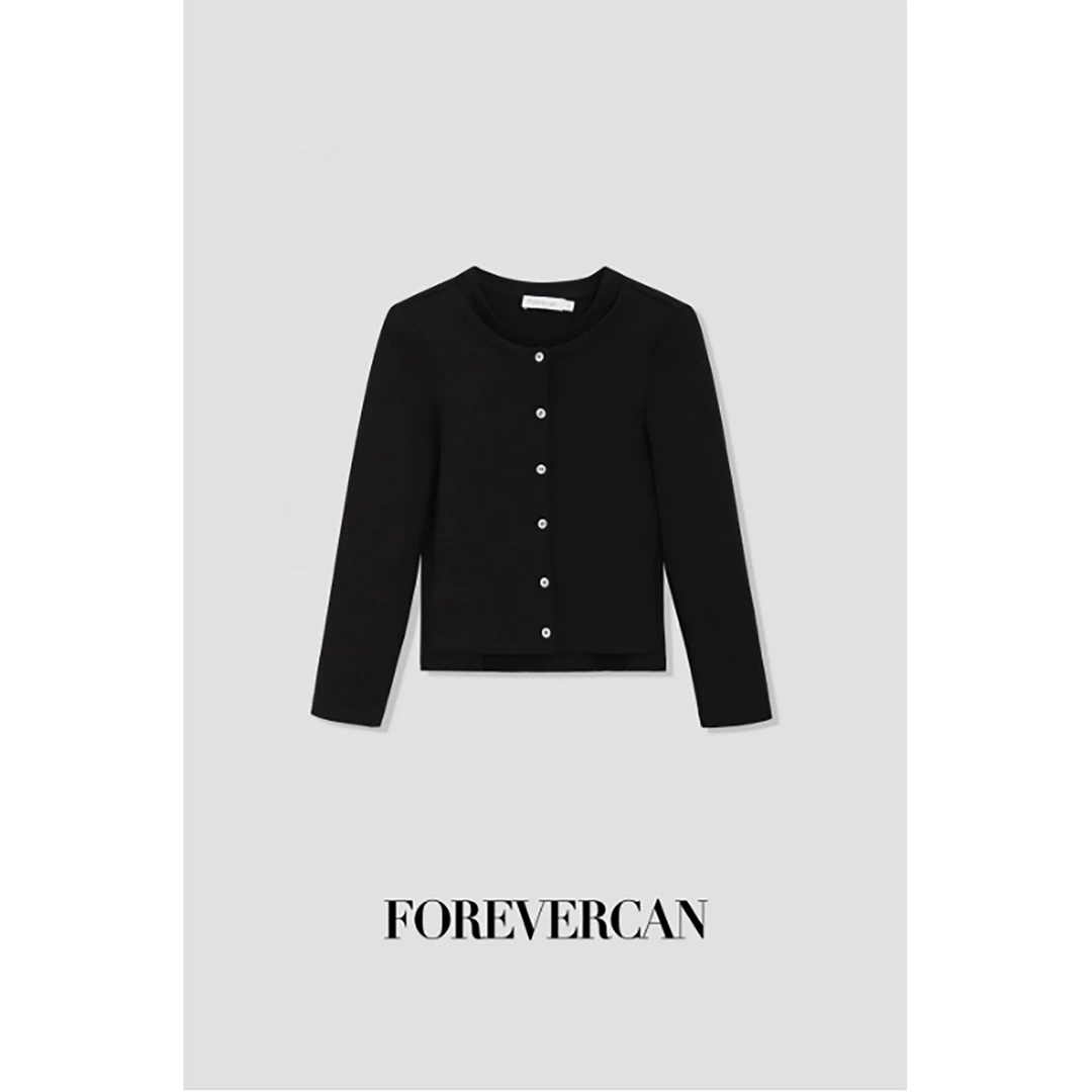 FOREVERCAN“南安普顿”极简纯色百搭假两件开衫上衣ST21239
