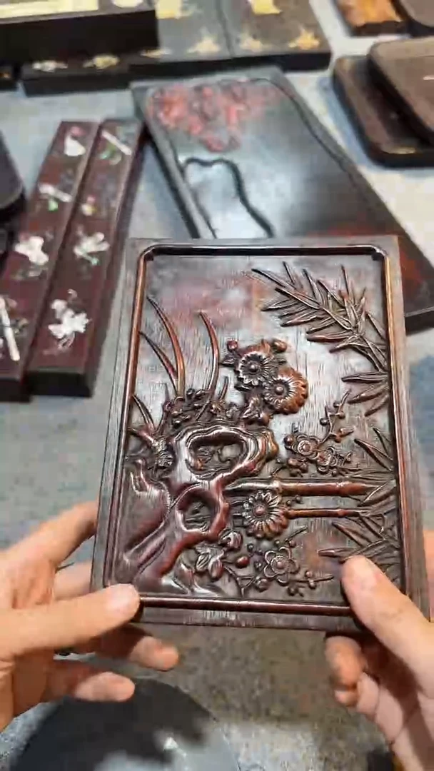 香榧木紫檀拆件雕刻板以直播间实物为准微瑕老物件