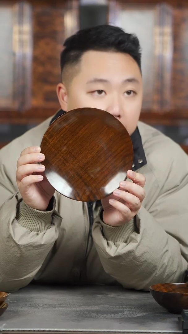 金丝楠780号阴沉满花手工大漆坚果盘19cm