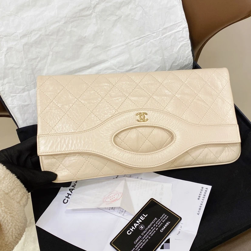 95新 Chanel/香奈儿 白色手拿包