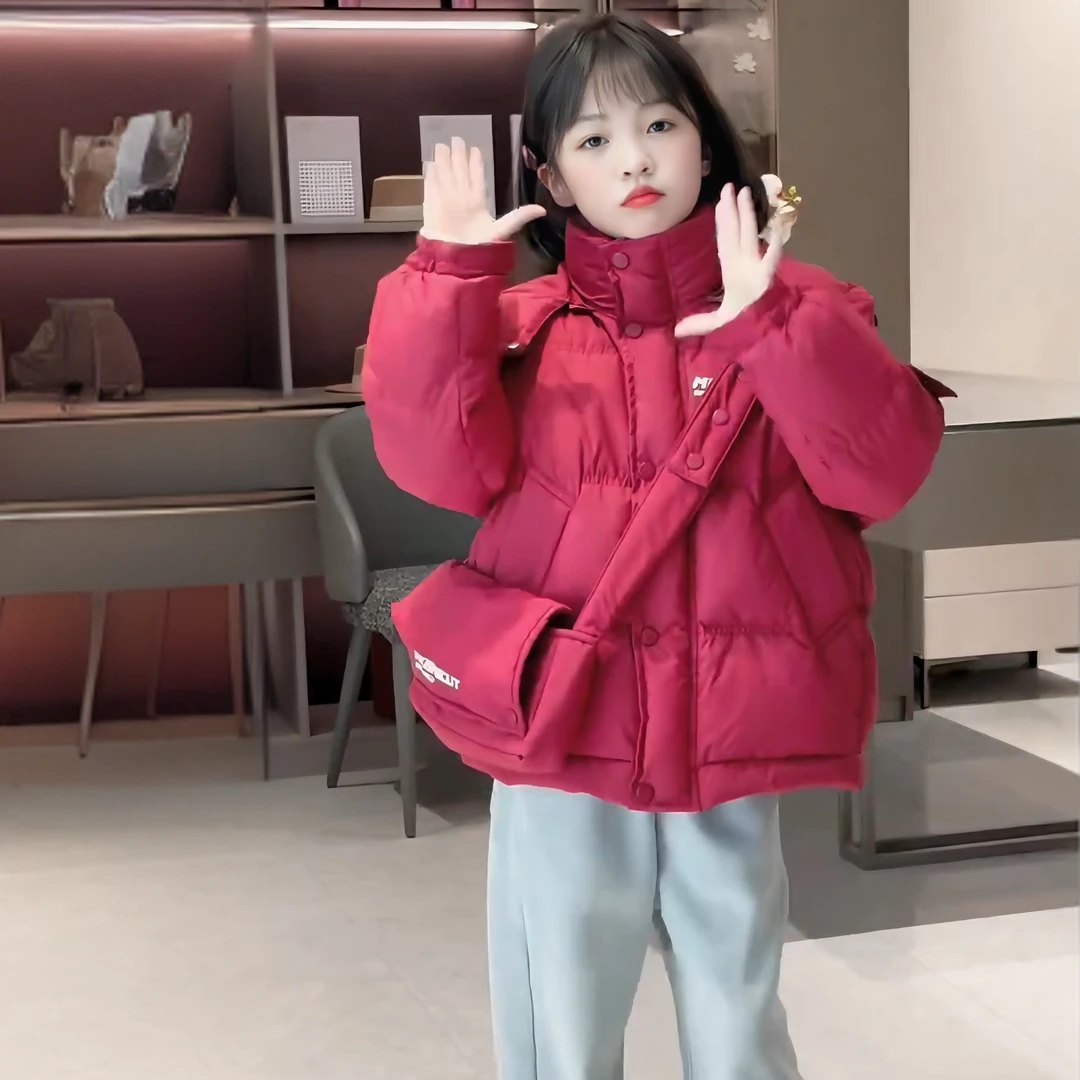 女童冬装棉服2024新款洋气中大童冬季时髦加厚短款儿童棉衣外套潮