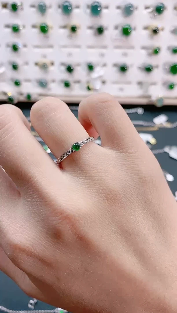 【闪购商品】翡翠戒指银S925镶嵌天然翡翠