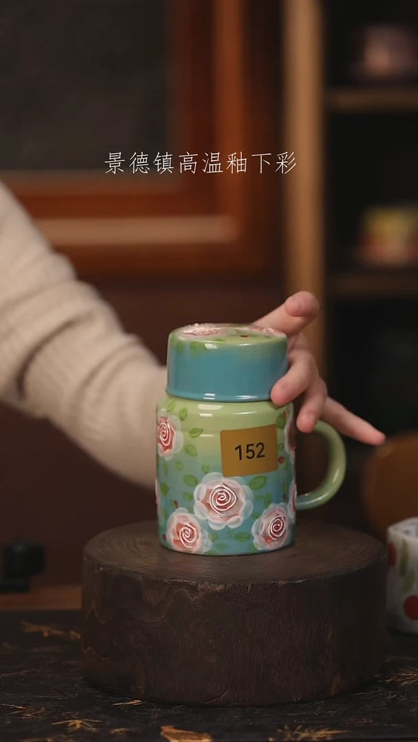 陶瓷景德镇高温釉下手绘陶瓷@L152@