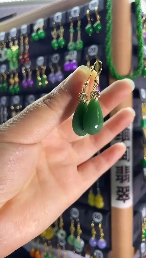 【闪购商品】和田玉耳饰银S925镶嵌032