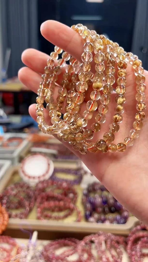 未镶嵌手串水晶金板钛单圈手串6mm【多样性发一】