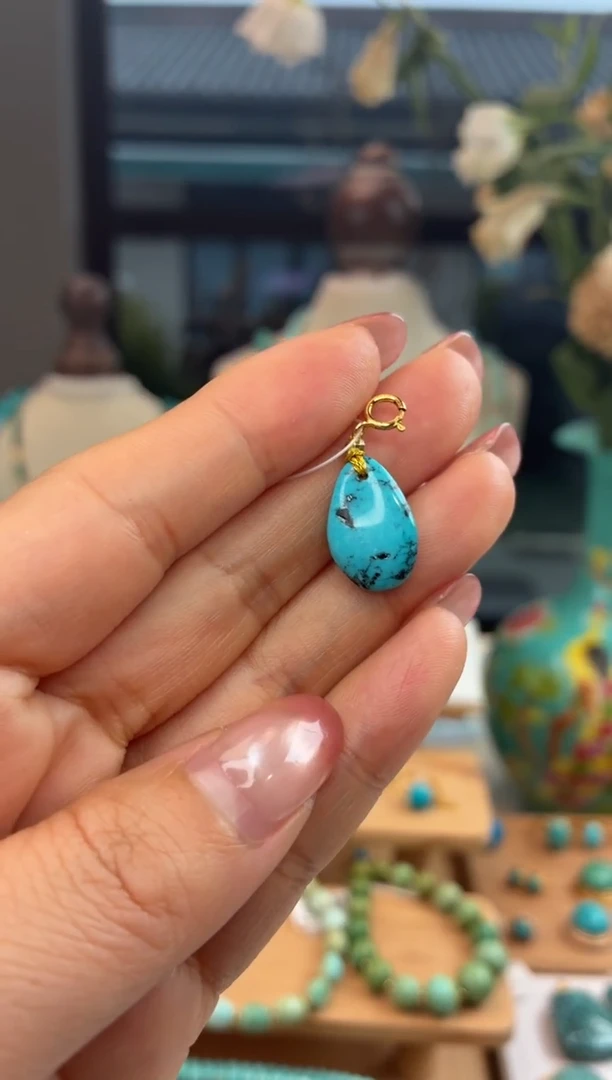 银S925镀金镶嵌绿松石吊坠(不含链)多样性发货