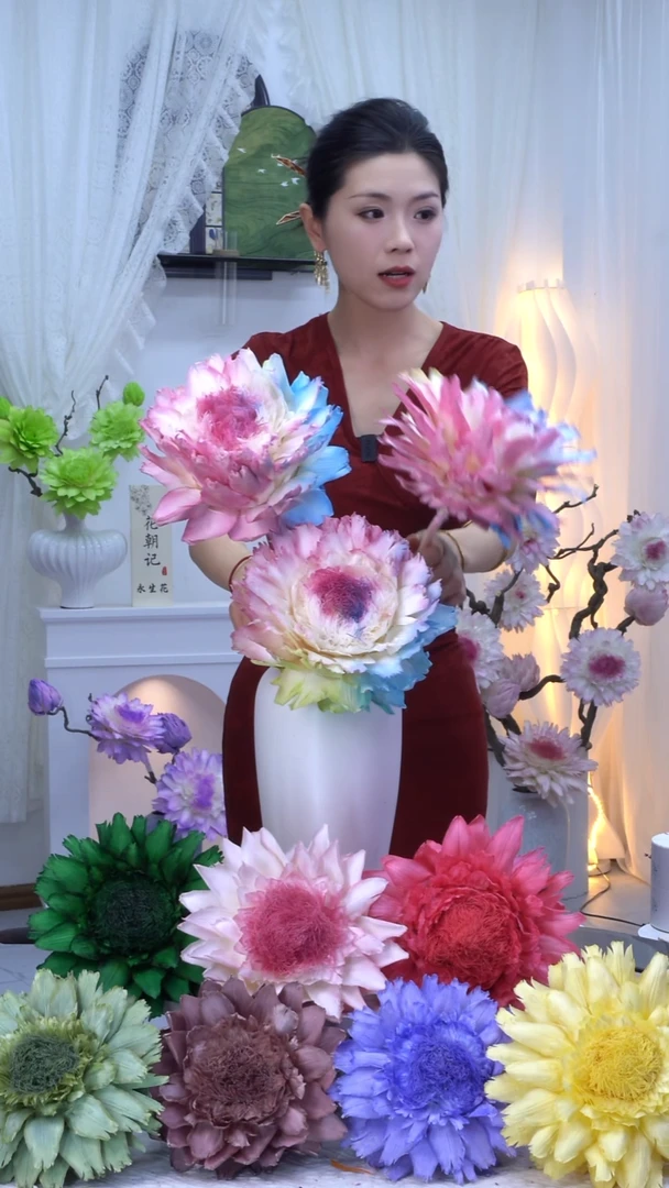 永生洋蓟浅彩虹3头【叶片有伤】7817