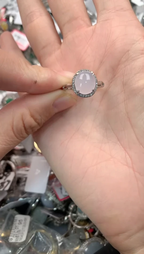 银S925镶嵌戒指翡翠10   9