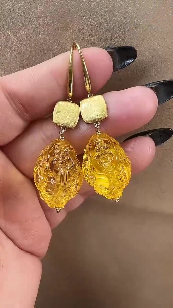 琥珀颈饰未镶嵌耳环