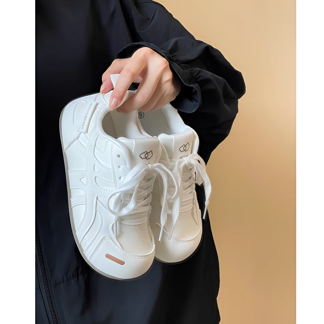 小众设计泡芙女鞋2025秋季新款小白鞋软底chic百搭休闲德训鞋子潮