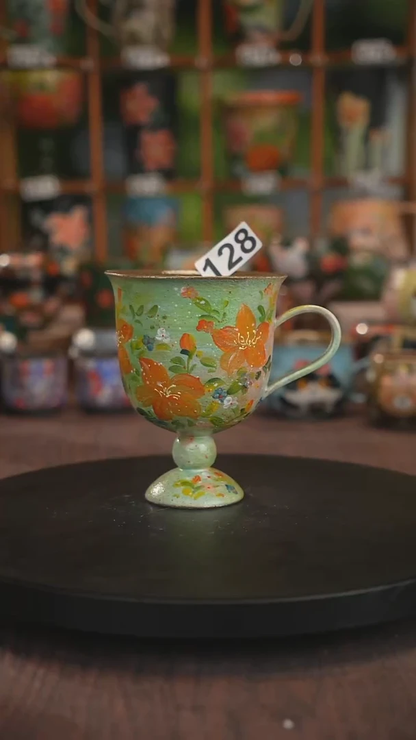 紫砂油画手绘釉下彩128