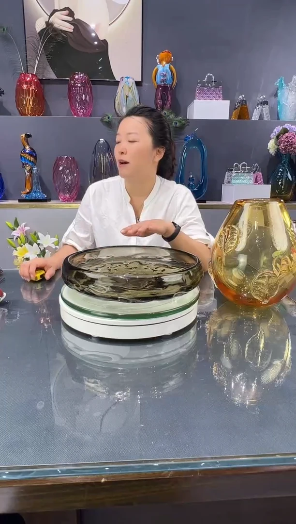 琉璃水晶琉璃果盘烟灰色1个