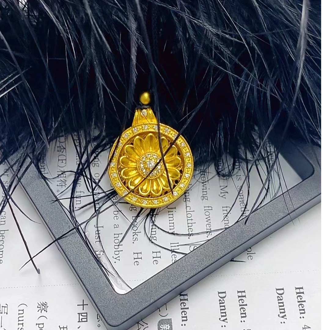 合金吊坠 太阳花吊坠可转动