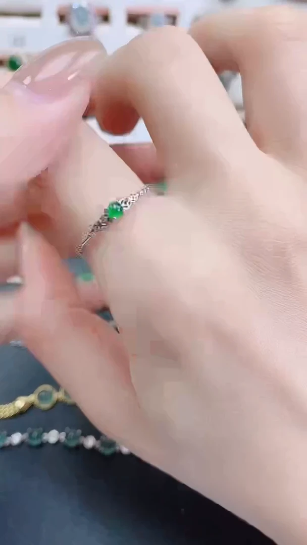 银S925镶嵌戒指翡翠天然翡翠