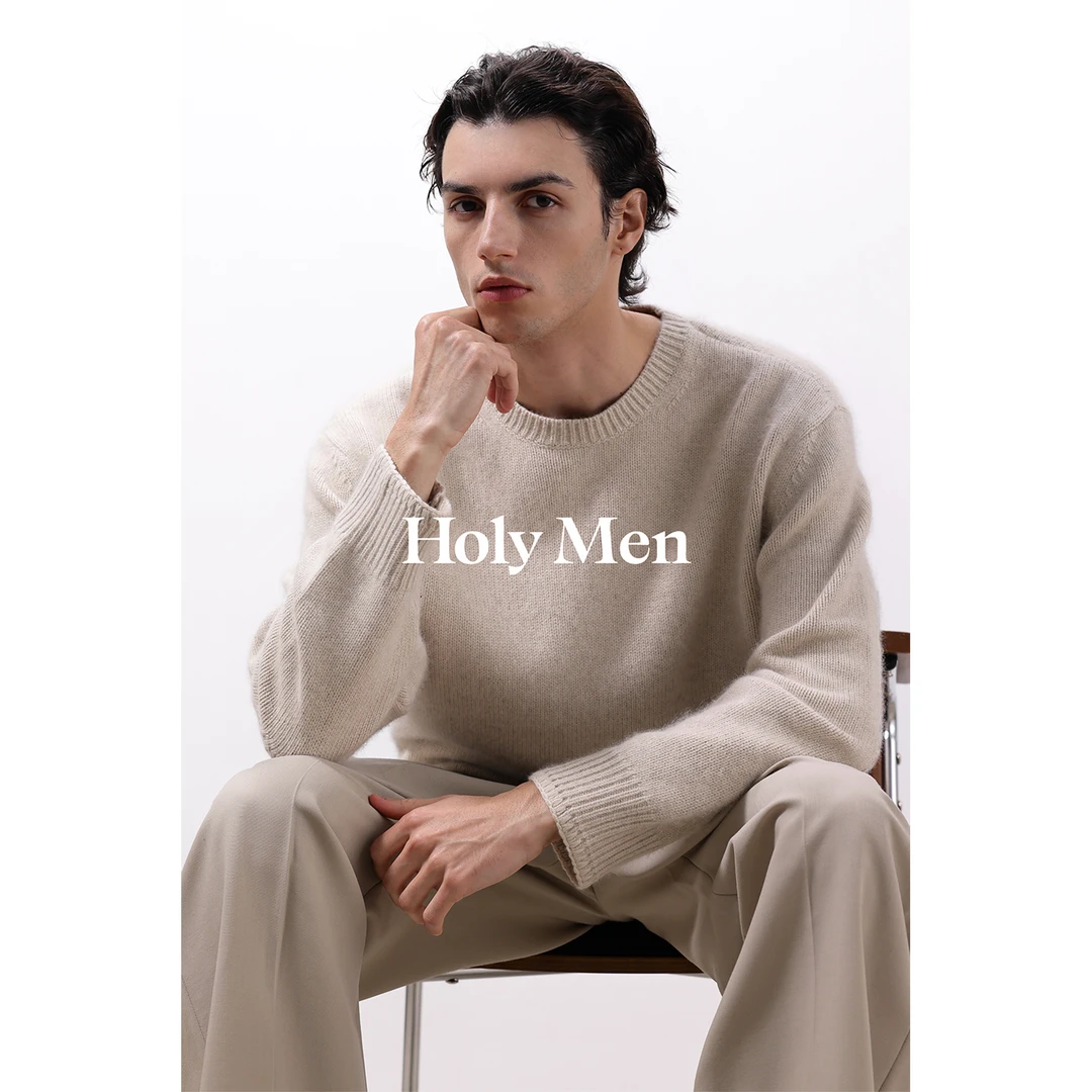 HolyMen | 25FW奢华浣熊绒羊毛软糯手工刺绣圆领毛衣