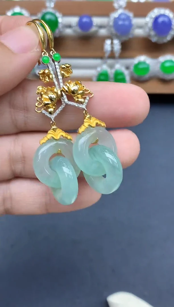 18K金镶嵌翡翠耳饰586-中国好珍宝